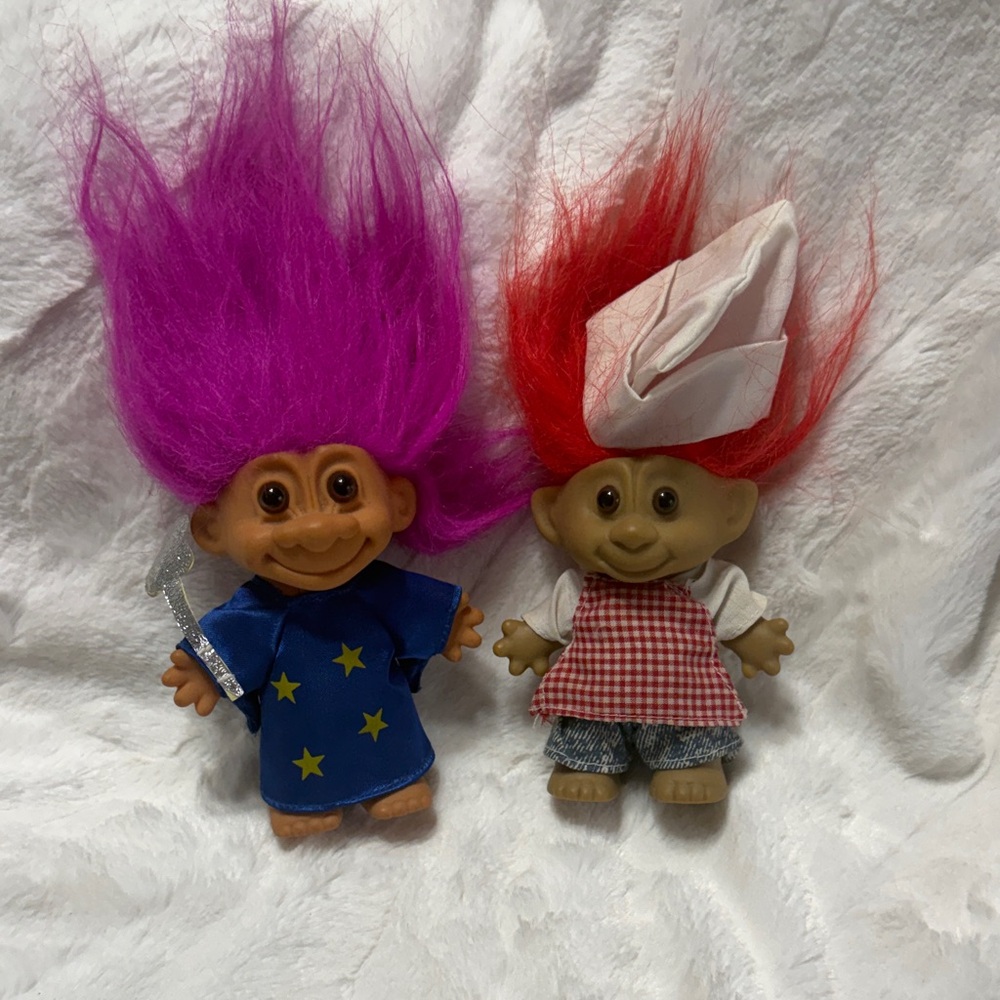 **3/$15**Vintage Russ Troll Dolls. Wizard and Chef